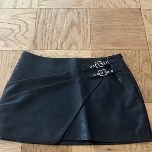 Black Buckle Detail Mini Skirt